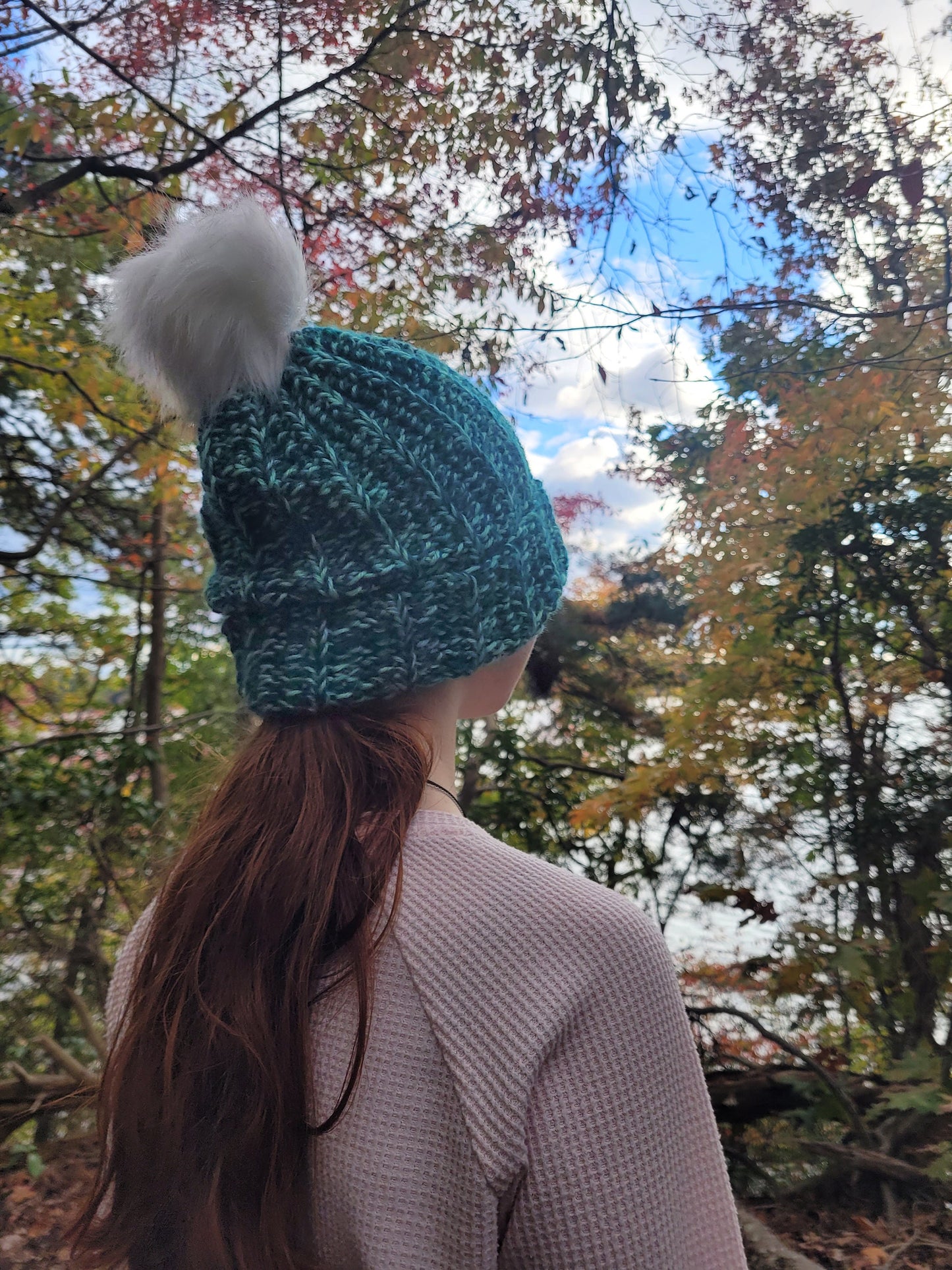 Crochet teal beanie, Warm soft winter hat, Cold weather colorful outerwear, Cute snow hat for outside, Gift for friends or family