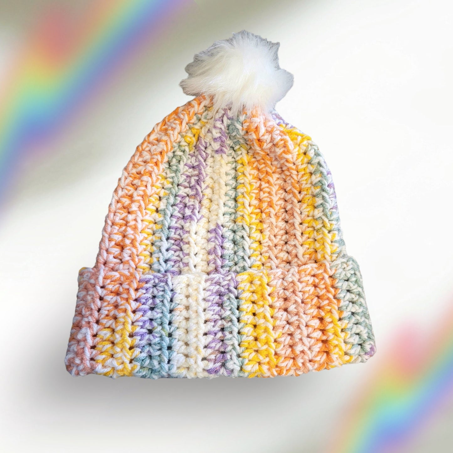 Rainbow beanie winter hat