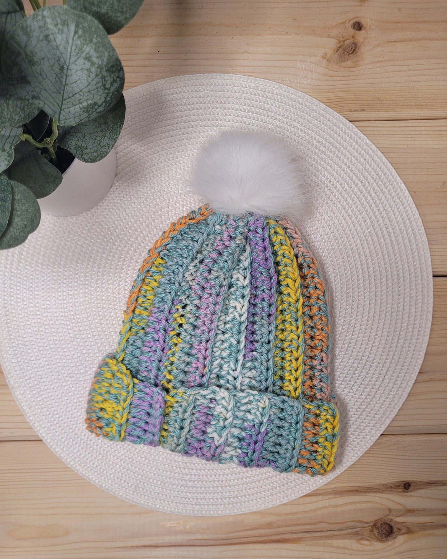 Crochet beanie, colorful winter hat