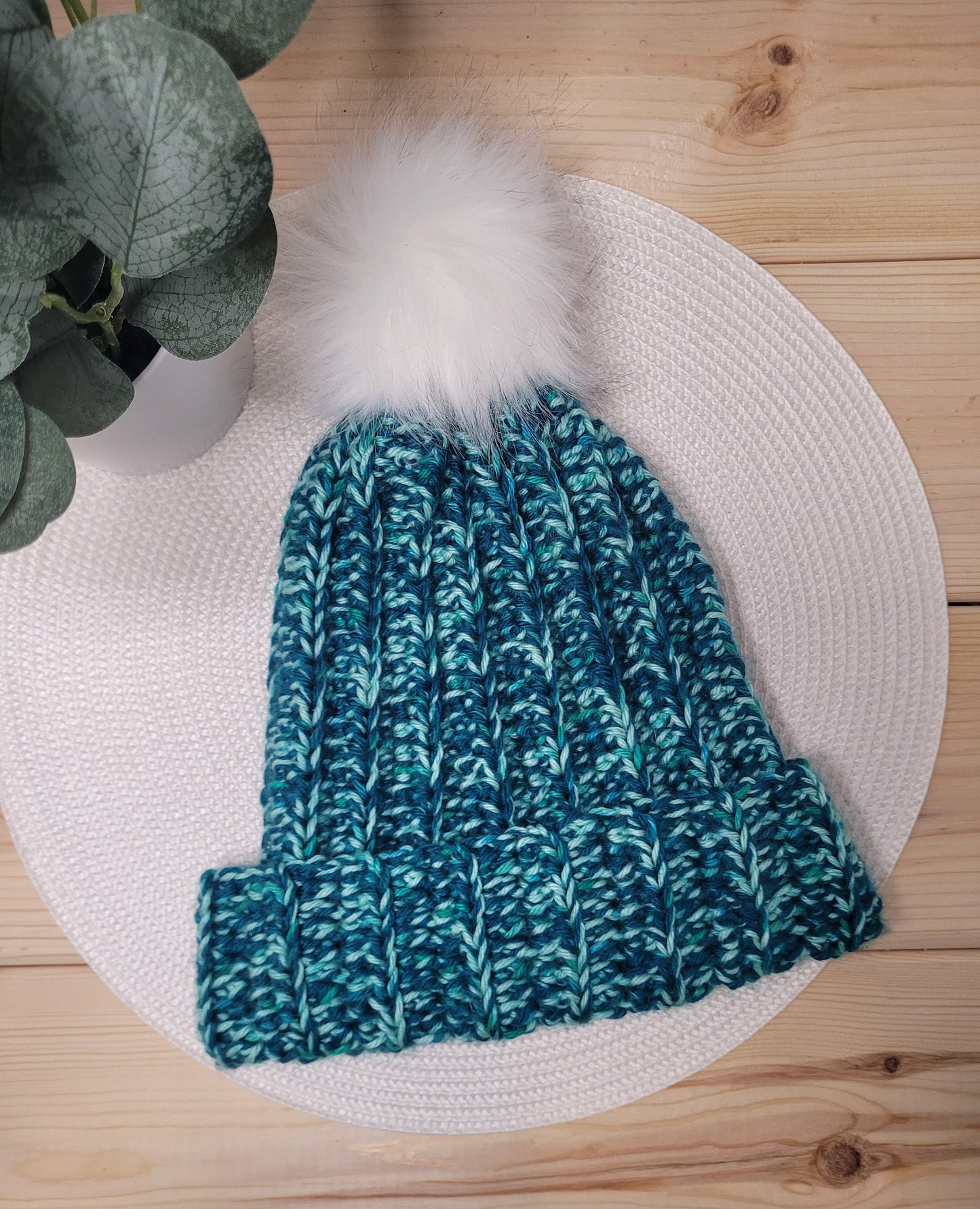 Crochet teal beanie, Warm soft winter hat, Cold weather colorful outerwear, Cute snow hat for outside, Gift for friends or family