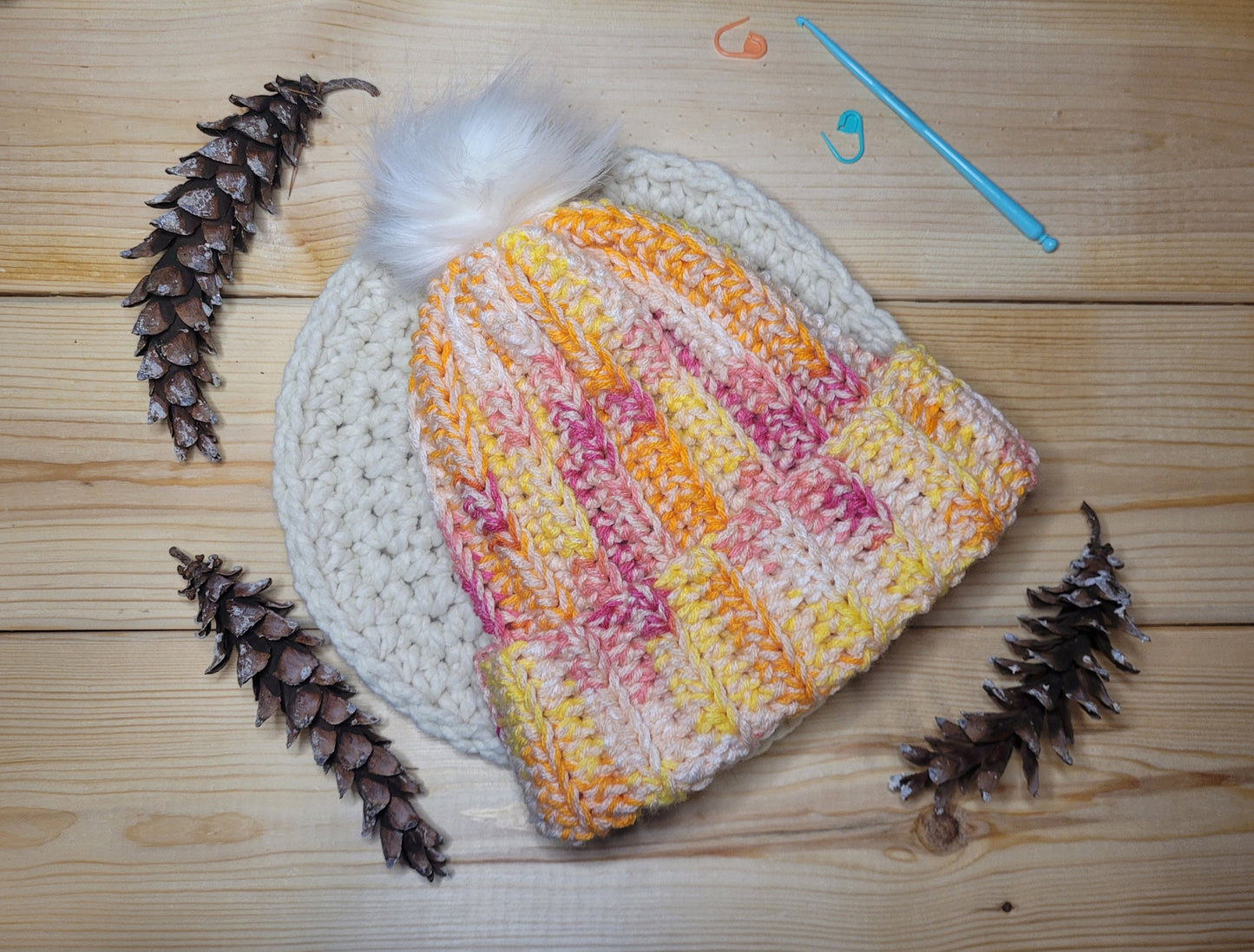 Colorful toddler beanie, Crochet winter hat