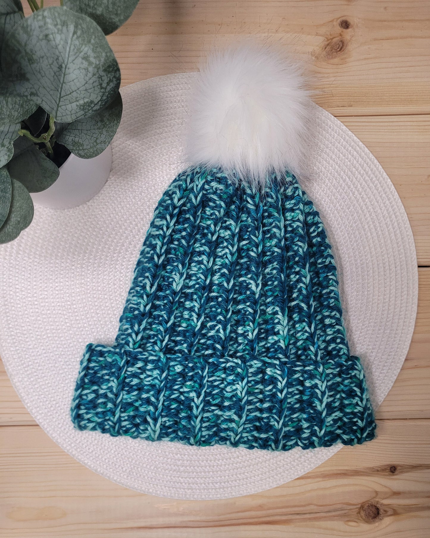 Crochet teal beanie, Warm soft winter hat, Cold weather colorful outerwear, Cute snow hat for outside, Gift for friends or family