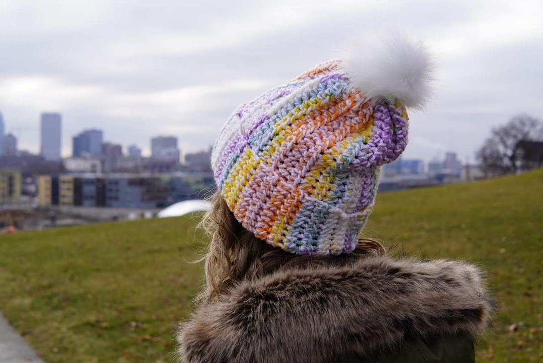 Rainbow beanie winter hat