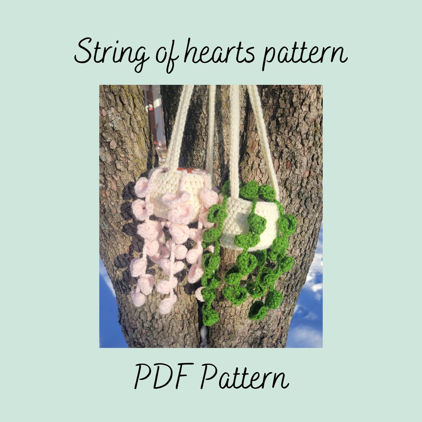 Regular String of hearts pattern PDF, Crochet plant patterns