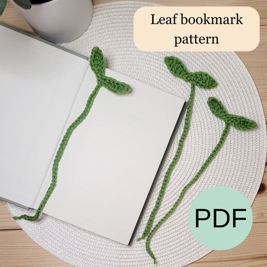 Crochet bookmark pattern | PDF beginner leaf pattern | Quick nature bookmark tutorial | Gift for booklover